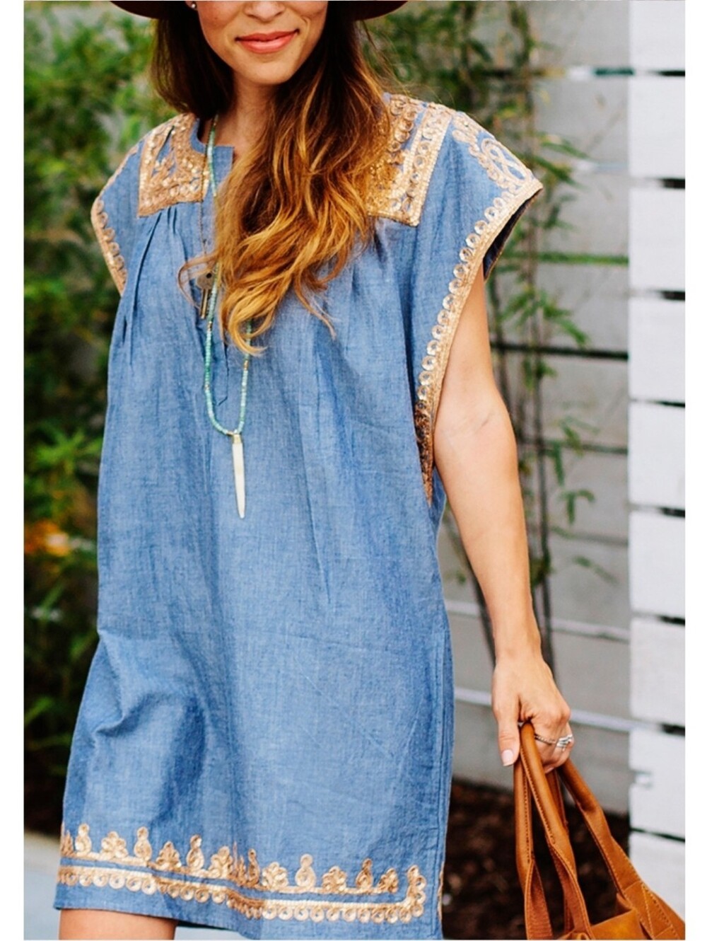Calypso St. Barth Embroidered Chambray Tunic Dress SZ 10 Summer Beach Resortwear